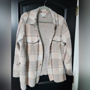 Rachel ZOE Button Up Shirt Plaid Heavy Material